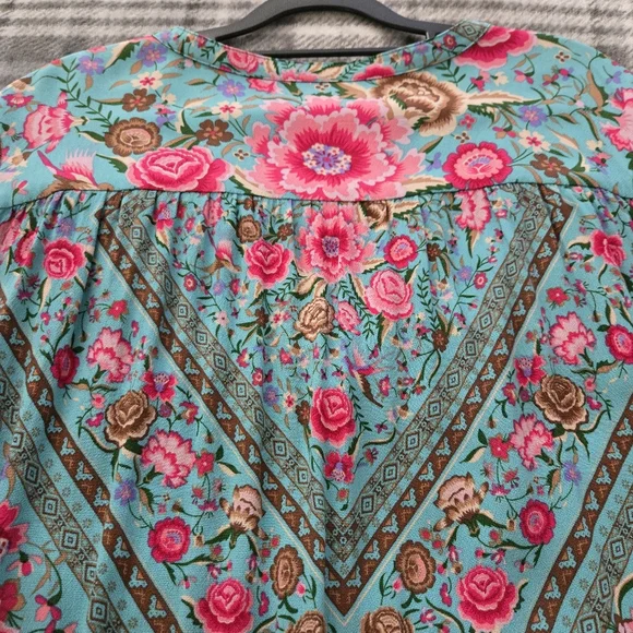 Spell Teal Babushka Blouse SZ XXL + Jasmine Fan NWT 🩵🩷 RESERVED❣️ - Picture 11 of 14